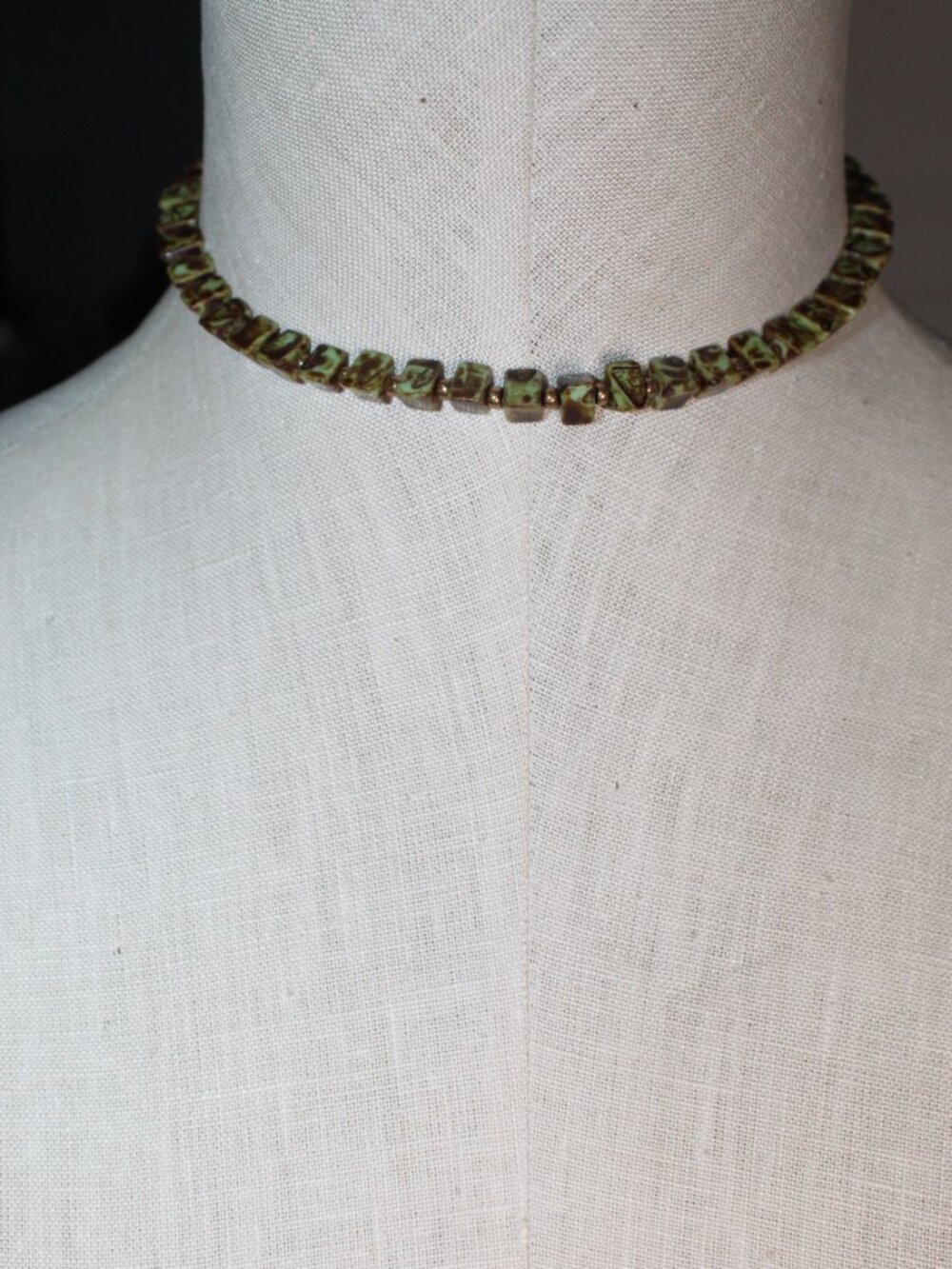 Vintage 70s Moss Agate 15" Choker Necklace